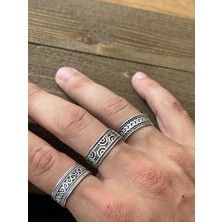 Aida Jewelss Ayarlanabilir Ölçü 925 Ayar Gümüş Kaplama Klasik Desen Işçilikli 3lü Tasarım Yüzük