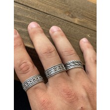 Aida Jewelss Ayarlanabilir Ölçü 925 Ayar Gümüş Kaplama Klasik Desen Işçilikli 3lü Tasarım Yüzük