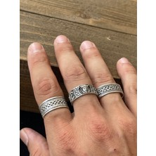 Aida Jewelss Ayarlanabilir Ölçü 925 Ayar Gümüş Kaplama Klasik Desen Işçilikli 3lü Tasarım Yüzük