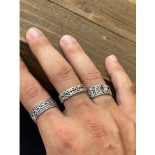 Aida Jewelss Ayarlanabilir Ölçü 925 Ayar Gümüş Kaplama Klasik Desen Işçilikli 3lü Tasarım Yüzük