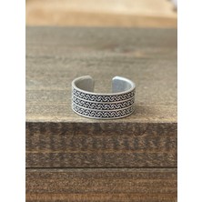 Aida Jewelss Ayarlanabilir Ölçü 925 Ayar Gümüş Kaplama Klasik Desen Işçilikli Tasarım Yüzük