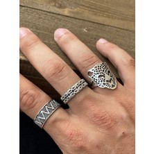 Aida Jewelss Ayarlanabilir Ölçü 925 Ayar Gümüş Kaplama Klasik Desen Işçilikli 3lü Tasarım Yüzük