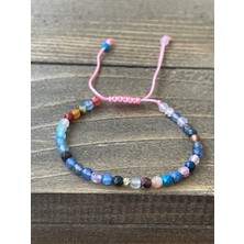 Aida Jewelss 14 Ayar Altın Dorika Detaylı Rengarenk Doğal Akik Taşlı Zarif El Işi Altın Bileklik