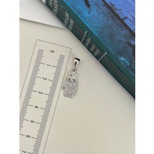 925 Ayar Gümüş Kolye Fatma Ana Eli Gümüş Kolye Şans Kolyesi Fatmanın Eli Uc