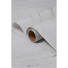 Yapışkanlı Folyo - Beyaz Mermer Traverten Taş Folyo- Mobilya Duvar Kapı - 120CM Genişlik - ST677