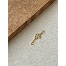 Aida Jewelss 925 Ayar Gümüş Pırlanta Modeli Gold Renk Anahtar Gümüş Kolye Ucu