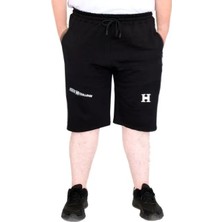 Büyük Beden Erkek Şort 2 Iplik Parçalı U25504 Siyah