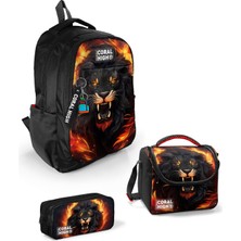 Coral High Kids Siyah Aslan Desenli 3’lü Okul Çanta Seti SET0123671