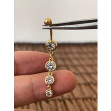 Aida Jewelss 316 L Cerrahi Çelik Zirkon Taşlı Pırlanta Modeli Parlak Göbek Piercingi