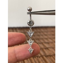 Aida Jewelss 316 L Cerrahi Çelik Zirkon Taşlı Pırlanta Modeli Parlak Göbek Piercingi