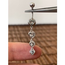 Aida Jewelss 316 L Cerrahi Çelik Zirkon Taşlı Pırlanta Modeli Parlak Göbek Piercingi