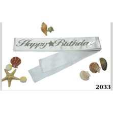 Kuşak Happy Birthday Beyaz-Gümüş