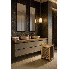 Modern Bambu Çamaşır Kirli Sepeti Geniş Hacim 61X40 X35 cm 100 Lt