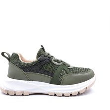 Bulldozer B260914 Tüvit Kumaş Detaylı Haki Yeşil Kadın Sneaker Ayakkabı