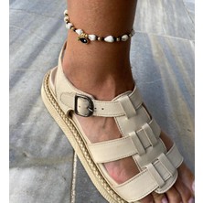 Deniz Kabuğu Balık Figürlü Gold Renkli Halhal