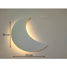 Rüzgar E-Ticaret Hilal Ay Figürlü Duvar Lambası | LED Aydınlatmalı | Çocuk Odası ve Bebek Odası Dekoru 9V Pilli
