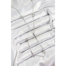 316L Çelik Kelebek Figürlü Y Model Gümüş Renk Kadın Kolye