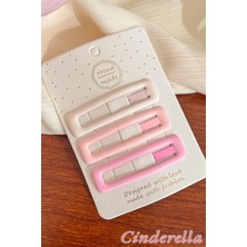 3'lü Büyük Boy Mat Soft Pembe Tonlu Dikdörtgen Model Çıt Çıt Toka Seti 6 cm - Kız Çocuk Çıtçıt Toka