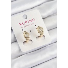 Xuping Zirkon Taşlı Kalp Model Gold Renk Kadın Küpe