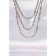 316L Çelik Italyan Zincir Gümüş Renk Çoklu Kolye