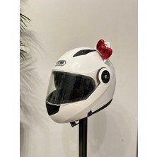 Motor & Motosiklet Kırmızı Fiyonklu Kedi Kulak Kask Dış Aksesuarı