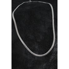 316L Çelik Işlemeli Ezme Zincir Model Gümüş Renk Erkek Kolye