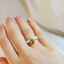 Crystal Atelier Miyuki Boncuk Portakal Yüzük, Minimal Portakal Yüzük, Portakal Boncuk Yüzük, Miyuki Portakal Yüzük, Renkli Portakal Boncuk Yüzük, Sevimli Portakal Boncuk Yüzük, Fruit Mood Yüzük