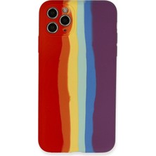 iPhone 11 Pro Kılıf Ebruli Lansman Silikon - Kırmızı-Mor