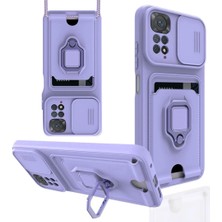 Xiaomi Redmi Note 11 Pro Kılıf Zuma Kartvizitli Yüzüklü Silikon - Lila