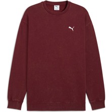 Puma Essentıals Elevated Erkek Geniş Kesim Bordo Sweatshirt Düz Desenli Rahat Kesim