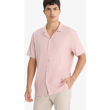 DeFacto Kırışmaz Modern Fit Polo Yaka Dokulu Penye Kısa Kollu Gömlek C4125AX25SM