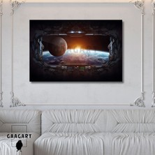 Tekli Yatay Kanvas Duvar Tablosu Uzay Yolcusu Gözünden Dünya
