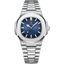 Oein Poedagar Top Lüks Marka Adamı İzle Spor Su Geçirmez Işık Tarihi Erkekler Bilek saati Kare Dial Dial Quartz Erkek Saatler Yüksek Kalite: Gümüş Mavi (Yurt Dışından)