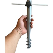 Tok Pazar Burgulu Metal Sıkma Aparatlı Plaj Şemsiye Kazığı 32 cm
