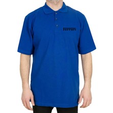 Ferari Text Black Polo Yaka Mavi Tişört