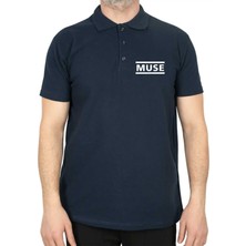 Muse Logo Polo Yaka Lacivert Tişört