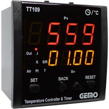 Gemo TT109A-230VAC-S ,96X96MM 110V..220VAC SSR+KONTAK-1A1K Zamanlı Isı Kontrol