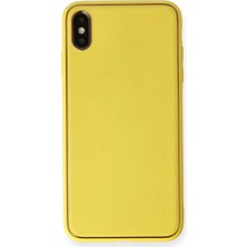 iPhone Xs Max Kılıf Coco Deri Silikon Kapak - Sarı