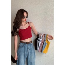 Kırmızı Harajuku Y2K Askılı Crop