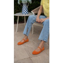 Kostas Turuncu Süet Hakiki Deri  Babet