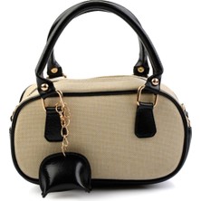 Bej Siyah  Kadın Omuz Çantası C06569000318