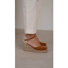 Delgado Taba Süet Hakiki Deri  Topuklu Ayakkabı