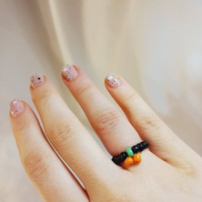 Crystal Atelier Miyuki Boncuk Portakal Yüzük, Minimal Portakal Yüzük, Portakal Boncuk Yüzük, Miyuki Portakal Yüzük, Renkli Portakal Boncuk Yüzük, Sevimli Portakal Boncuk Yüzük, Fruit Mood Yüzük