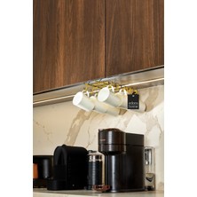 Altın 10'lu Dolap ve Raf Altı Portatif Bardak Askılığı, Kupa, Fincan Düzenleyici - Metal Paslanmaz