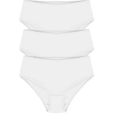 Papatya Pamuklu Yüksek Bel Ekru 3lü KÜLOT-0235