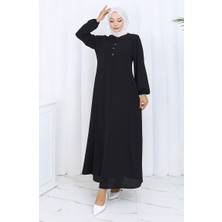 Düğme Detaylı Elbise 4114-01 Siyah