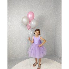 Kız Çocuk Abiye Elbise Ada Model , Lila Tütü Elbise