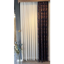 Desensiz Vakko Bambu Sade Desenli 1-2 Seyrek Pile Tül Perde, Etekleri Kurşunlu Kırışmaz Tül Perde