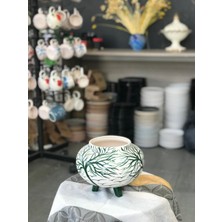 Yeşil Ağaç Desenli El Yapımı Seramik Saksı – Ayaklı & Dekoratif Saksı