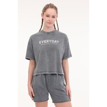 Lumberjack WL FREYA 11SY790 5FX Gri Kadın Kısa Kol T-Shirt